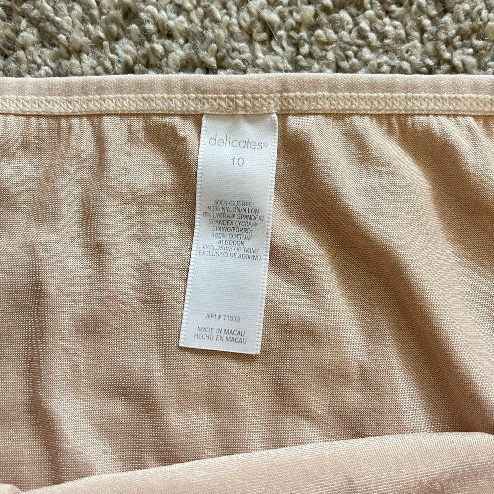 Vtg DELICATES Stretch SATIN Hi-Cut Bikini PANTIES Second Skin 10 Glossy Nude Tan - Picture 8 of 8